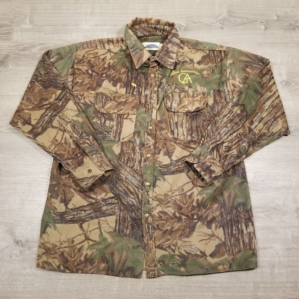 Gary Nesse Outdoor World Camo Snap Button Saddle Cloth Shacket Mens Size XL